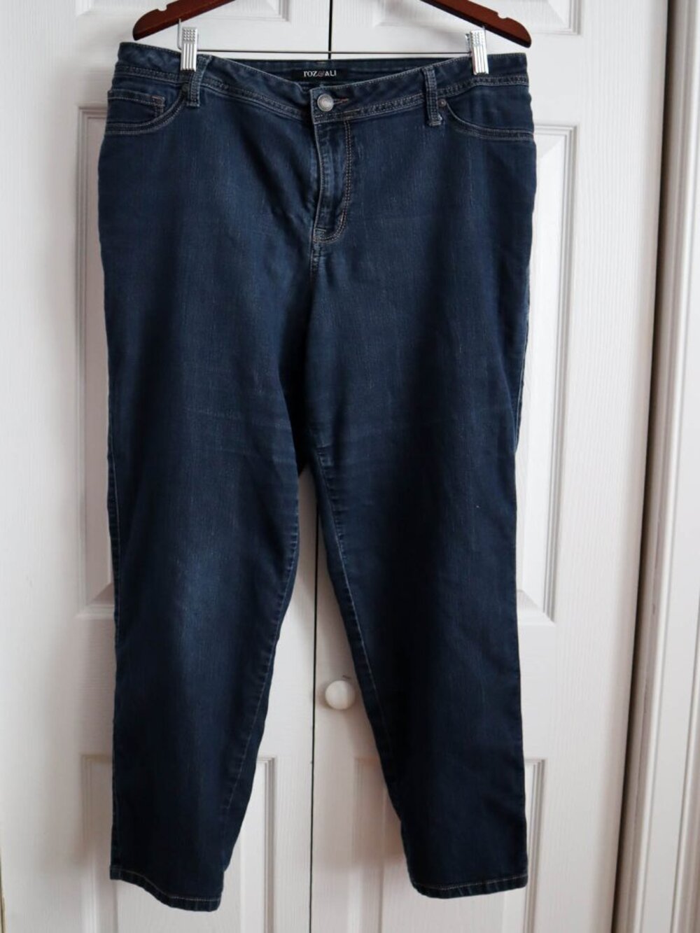 Roz & Ali Plus Size 20 Short High Waisted Skinny Jeans Dark Denim 29.5" Inseam